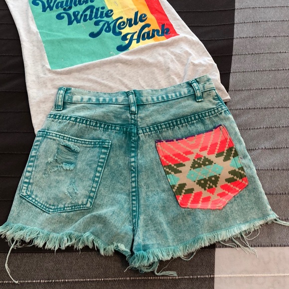 Pants - NEW Denim Jean Shorts Aztec Pocket S Judith March